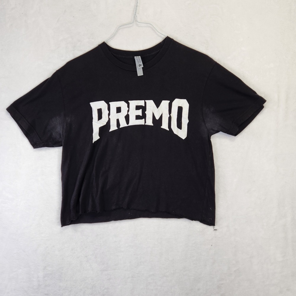 PREMO Black Graphic Crop T Shirt Womens Size Medium